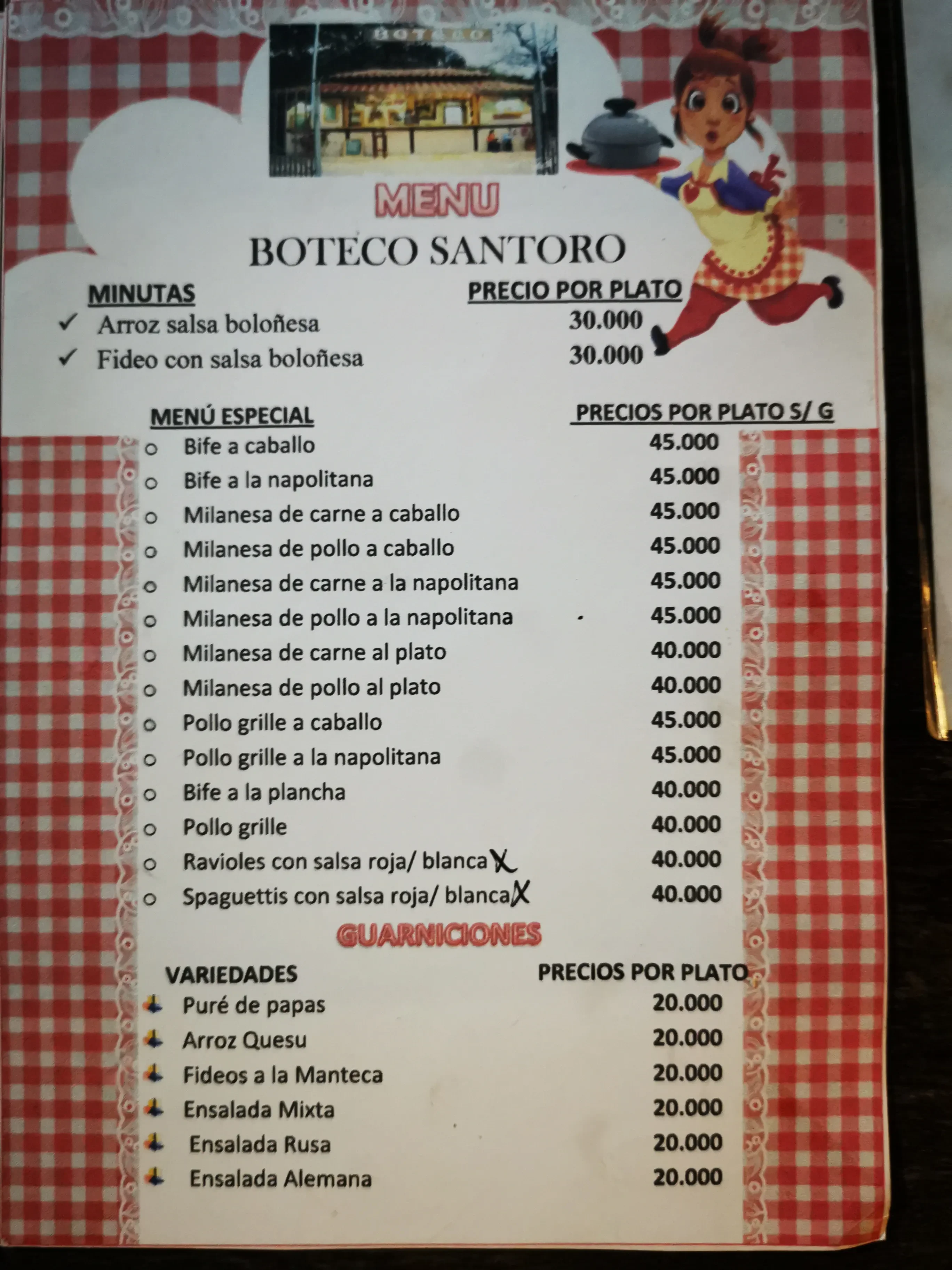 Menú de Boteco Santoro — página 1