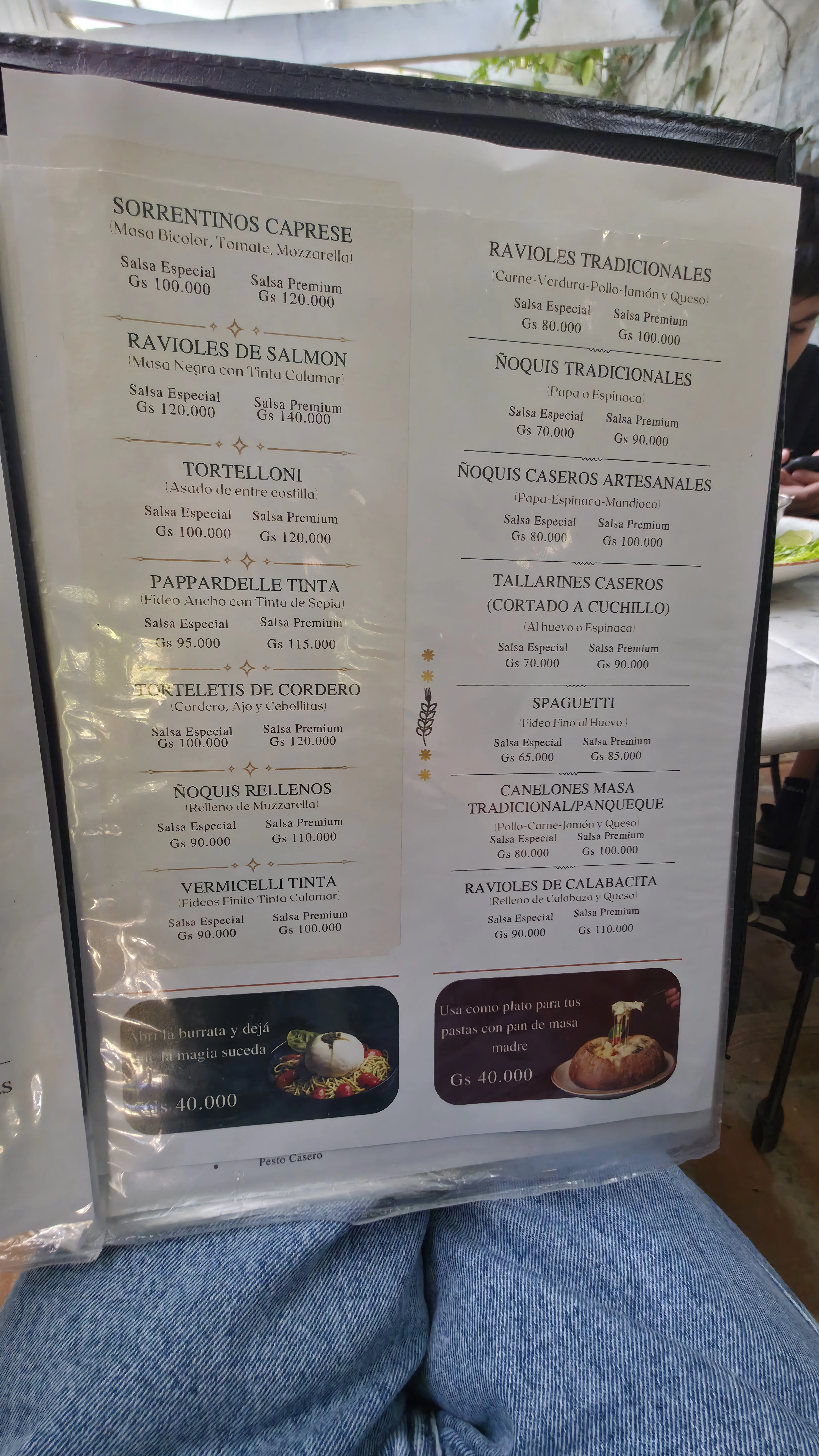 Menú de Bucca San Bernardino — página 1